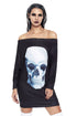 Sexy Gothic Skull Halloween Mini Jersey Dress